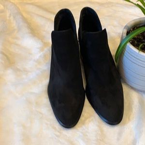 Matte Black Ankle Booties Studded Block Heel.